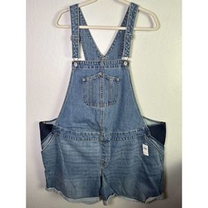 NWT Old Navy Maternity Side-Panel Roll Hem Jean Short Overalls Size XXL